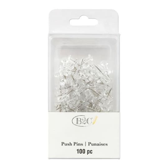24 Packs: 100 ct. (2,400 total) Clear Pushpins by B2C&#xAE;